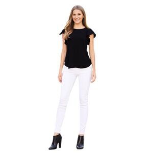 Kate Spade Broom Street Black Flutter Fringe Sleeve Top Size S